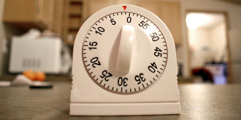 a kitchen timer on the counter